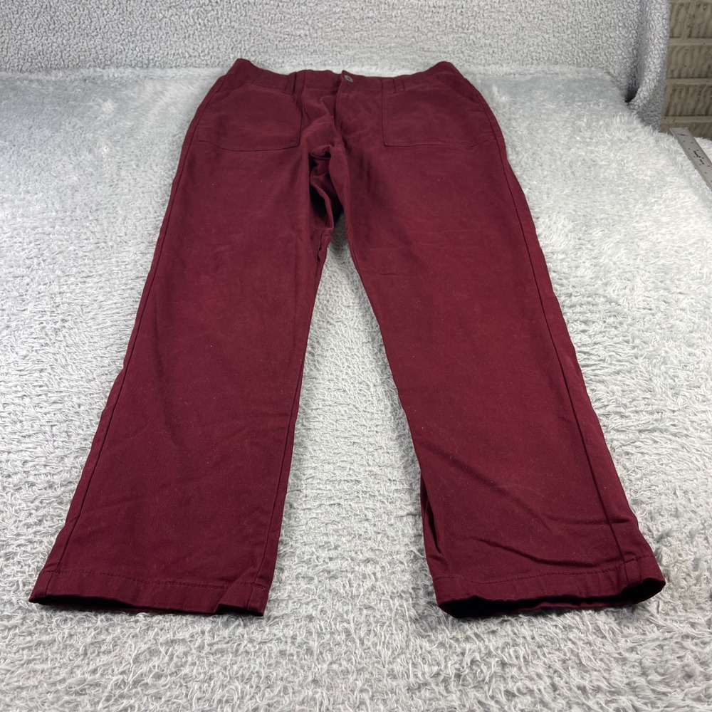 St. John's Bay Womens Size 14 Burgundy Utility Straight Leg Stretch Pants Red